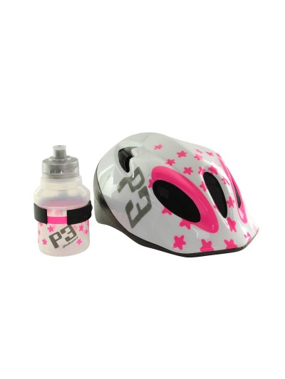 Kaciga Polisport P3 Stars + Bidon + Nosač  Bidona white pink