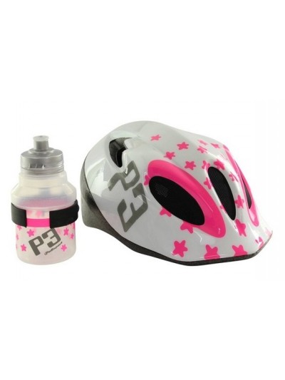 Kaciga Polisport P3 Stars + Bidon + Nosač Bidona white-pink